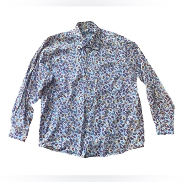 Alan Flusser Mens Shirt XL Multicolor Paisley Printed Long Sleeved Button Down - Picture 1 of 4